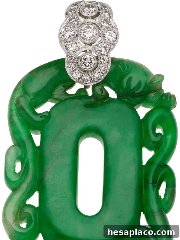 Jade, Diamond, Platinum and Gold Pendant