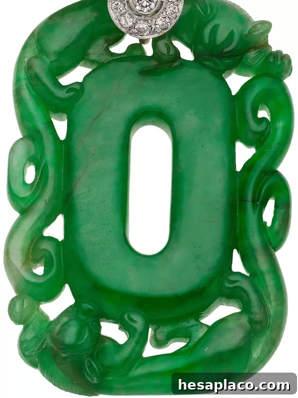 Jade, Diamond, Platinum and Gold Pendant