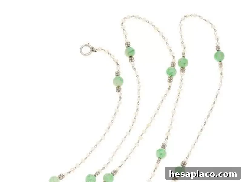 Jadeite Jade, Freshwater Cultured Pearl, Diamond, and Platinum Necklace