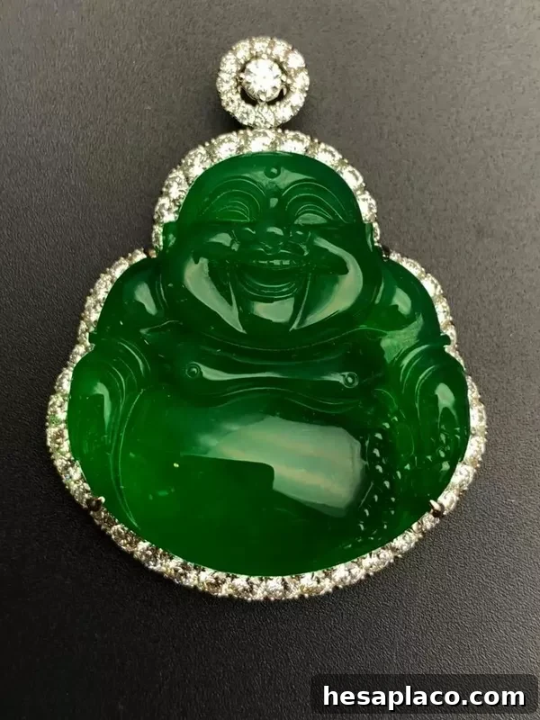 Jade ‘Buddha’ Pendant with Diamonds and Gold
