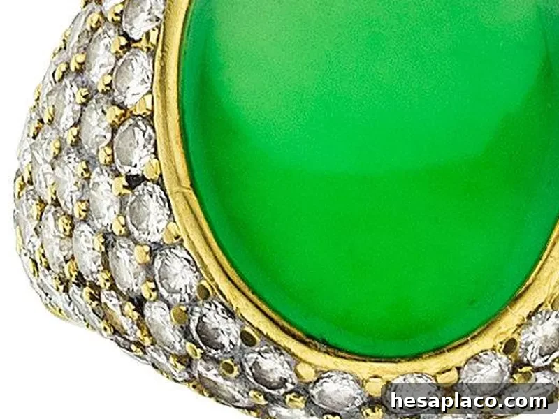 Jadeite Jade, Diamond, and Gold Ring