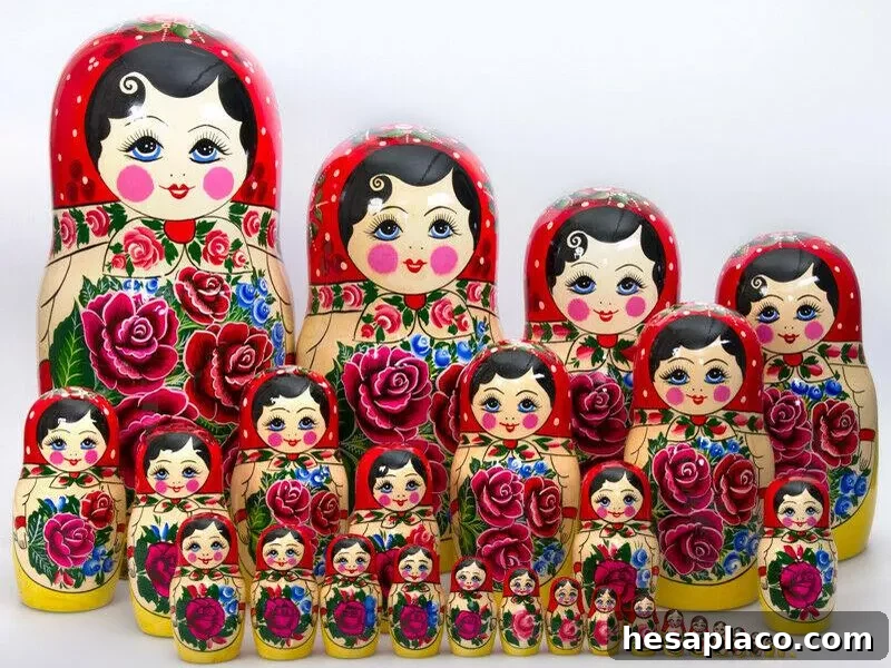 Large Handmade 30-Piece Matryoshka Nesting Dolls