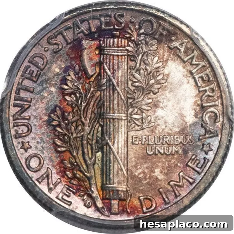 1916-D Mercury Dime with Full Band, Toning, Explained