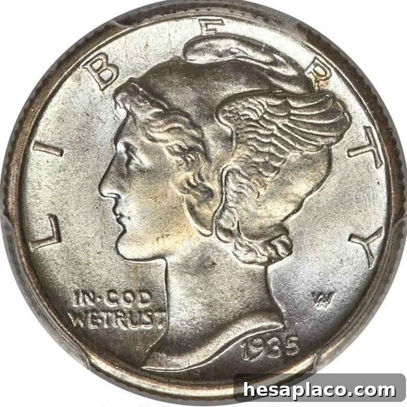 1935-S Mercury Dime with Full Band