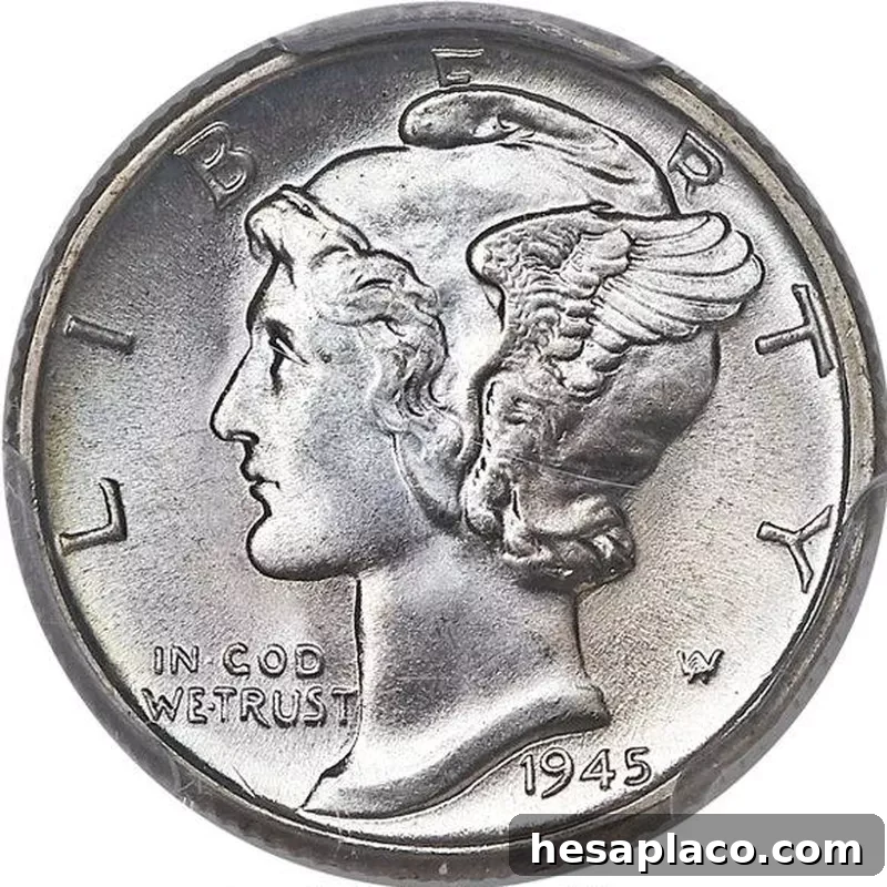 1945 Mercury Dime with Full Band