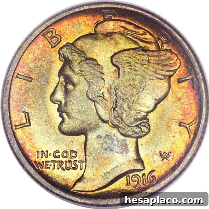 1916-D Mercury Dime with Full Band