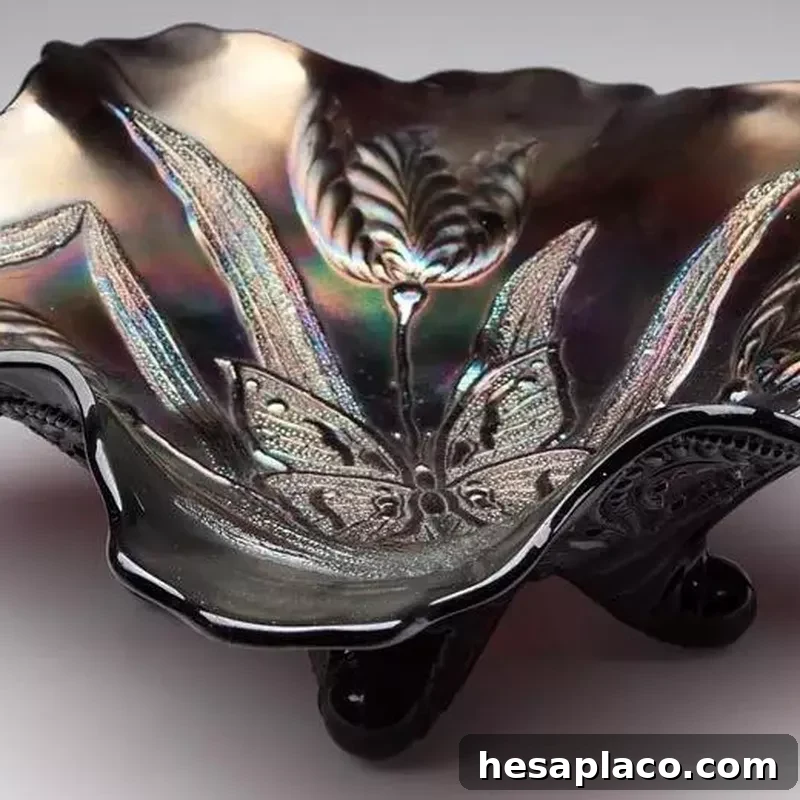 Dugan Butterfly and Tulip Glass Bowl