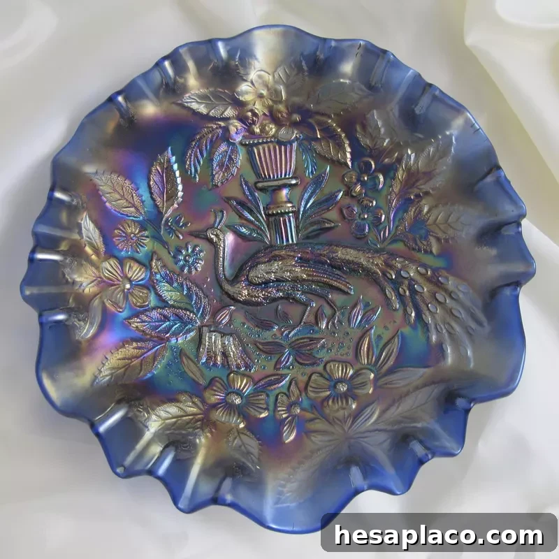 Millersburg Blue Peacock Bowl