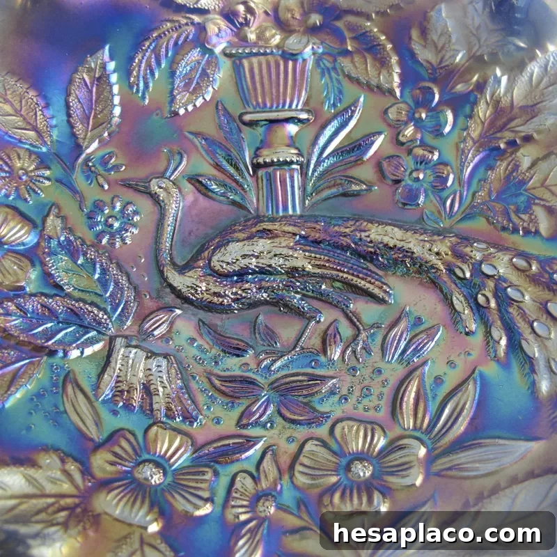 Blue peacock glass