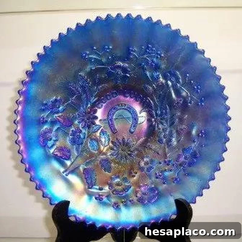 Early Blue Carnival Glass Dish