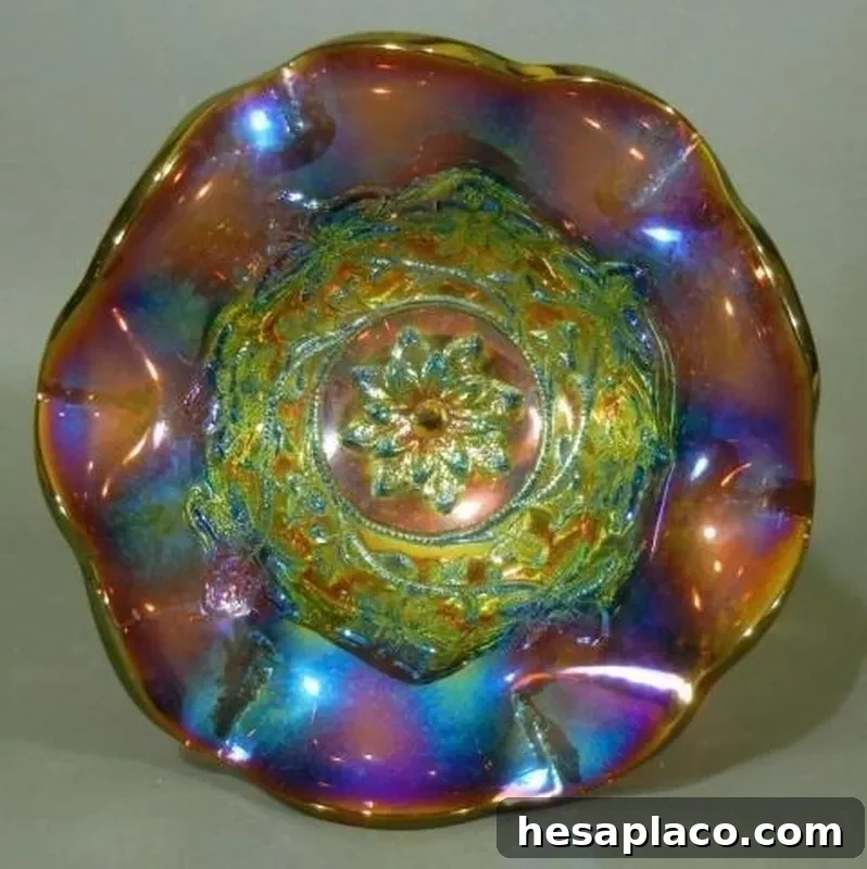 Flowering vine carnival glass
