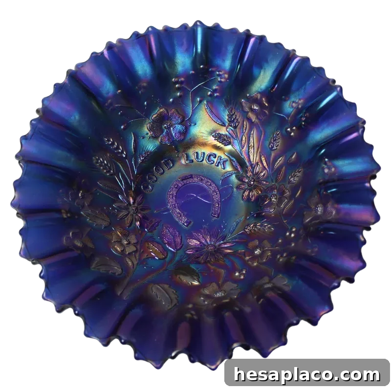 Good Luck Carnival Glass Bowl