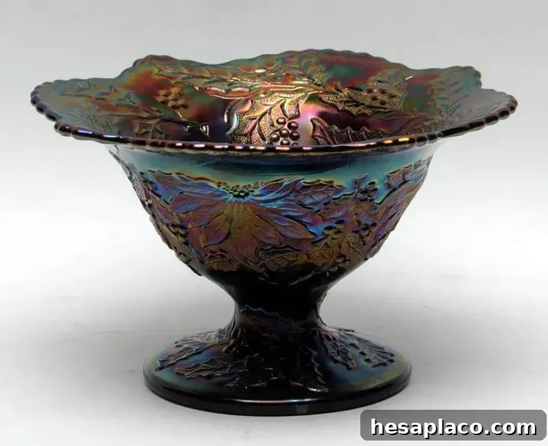 Dugan Carnival Glass Christmas Compote