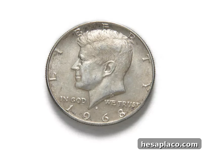 This Kennedy Half Dollar Coin from 1968 is copper