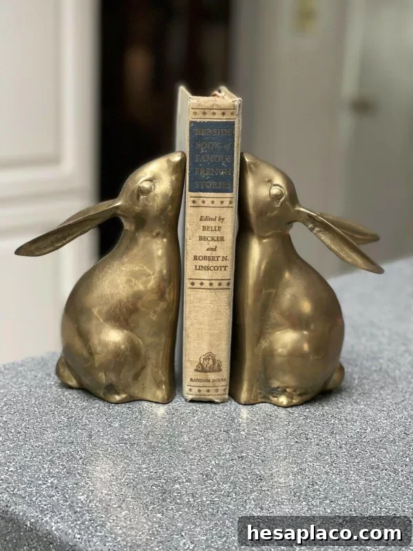 Solid Heavy Brass Bunny Bookends