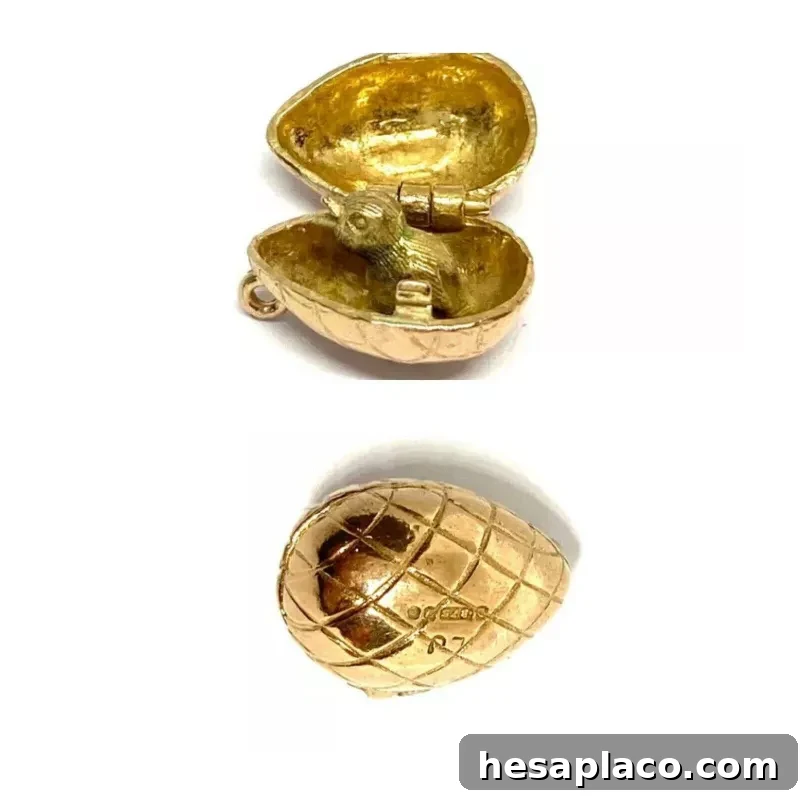 Vintage Gold Easter Egg Charm