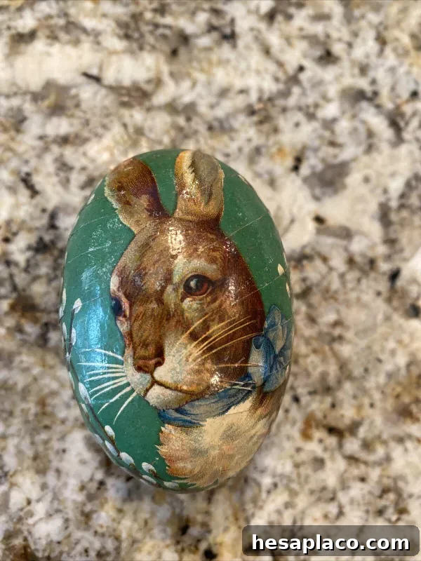 Antique Paper Mache Easter Egg Candy Container