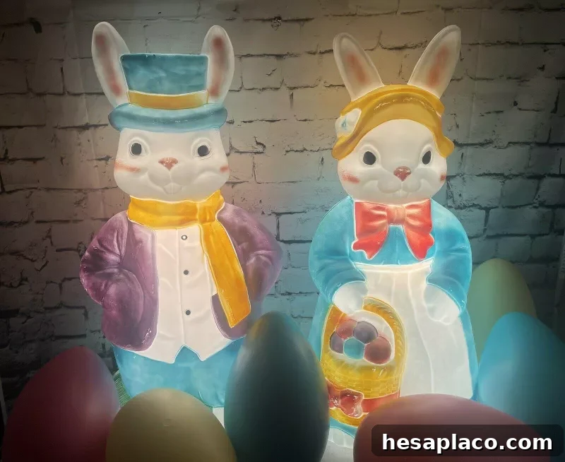 Vintage Empire Mr. and Mrs. Easter Bunny Blow Mold Decorations