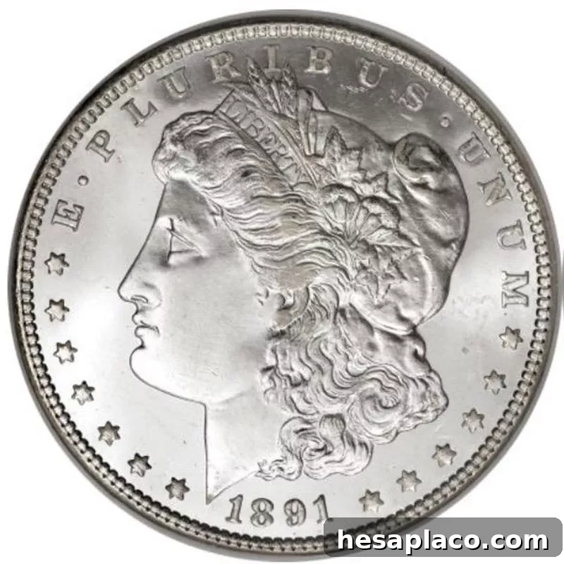 Top 30 Most Valuable Morgan Silver Dollars to Collect 6 1891-O Morgan Silver Dollar front