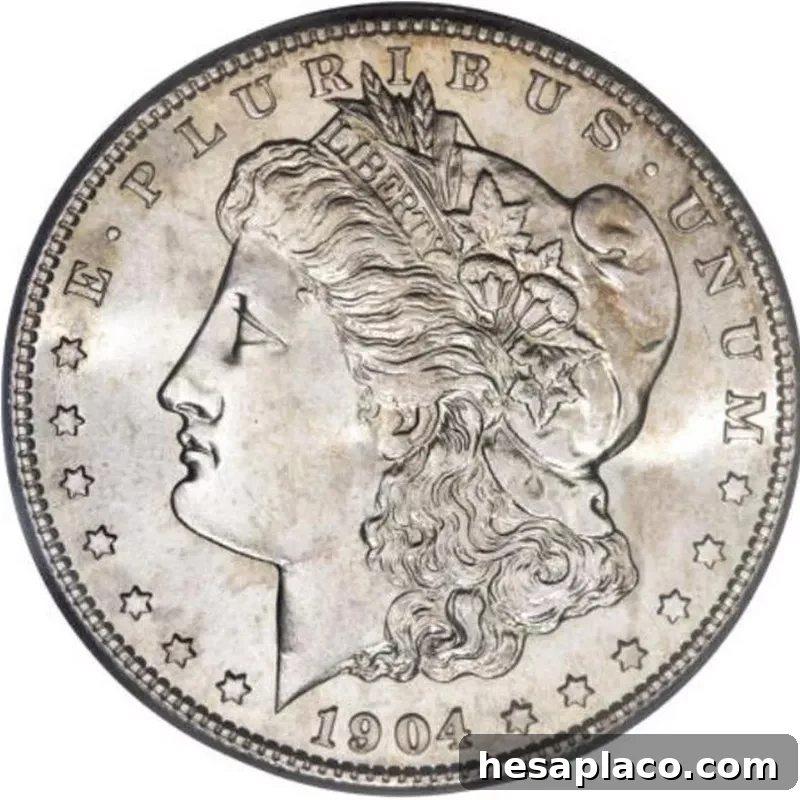 Top 30 Most Valuable Morgan Silver Dollars to Collect 8 1904-S Morgan Silver Dollar front