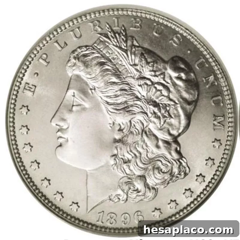 Top 30 Most Valuable Morgan Silver Dollars to Collect 9 1896-S Morgan Silver Dollar front