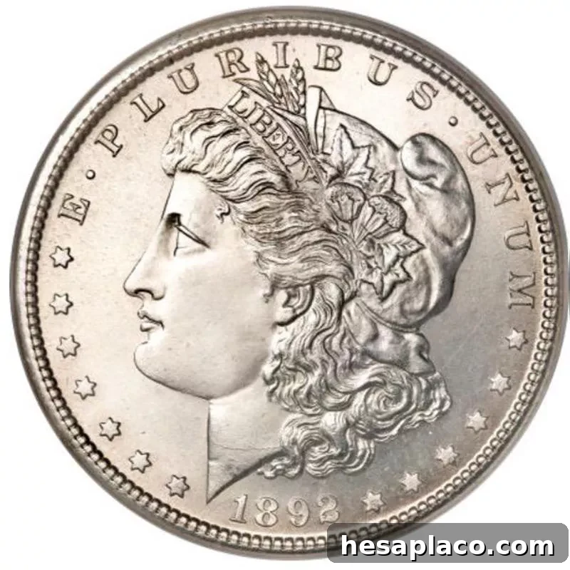 Top 30 Most Valuable Morgan Silver Dollars to Collect 25 1892-S Morgan Silver Dollar front