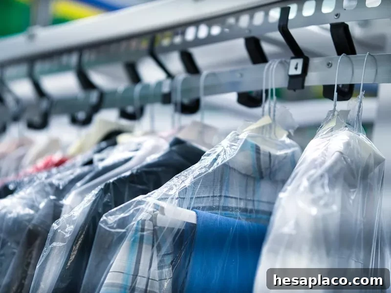 Shirts of office workers in dry cleaning
