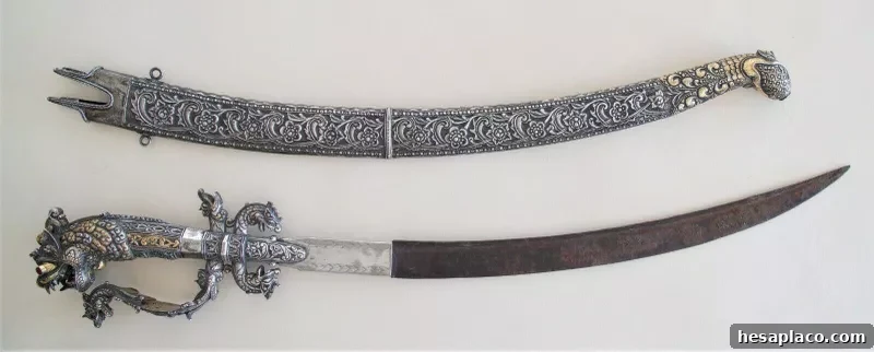 Silver Antique Sword and Scabbard from Sri Lanka