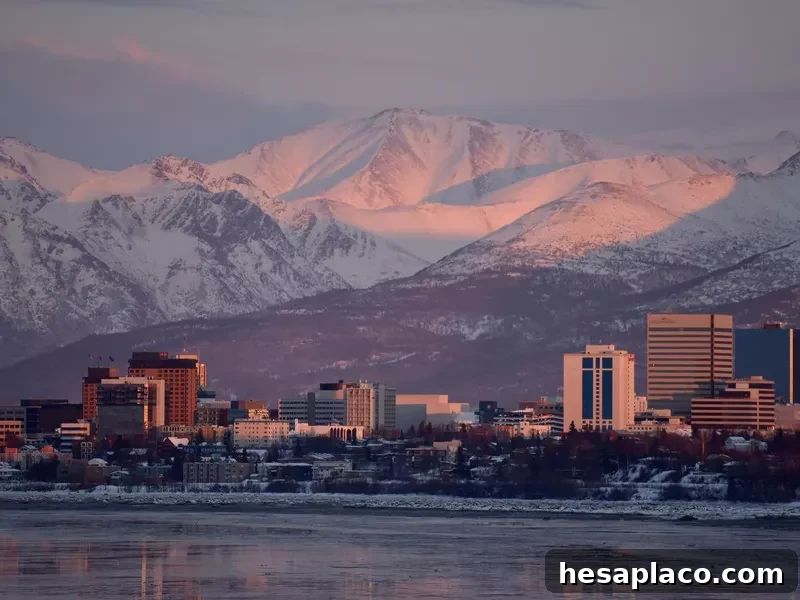 Anchorage, Alaska, at sunset