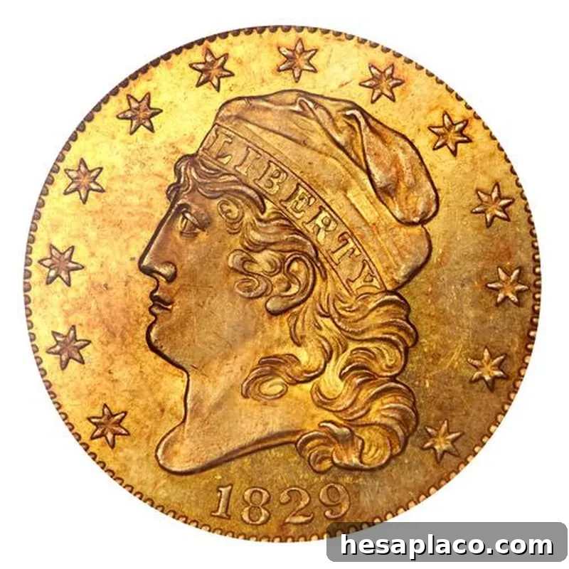 1829 Proof Capped Bust Gold Half Eagle Coin