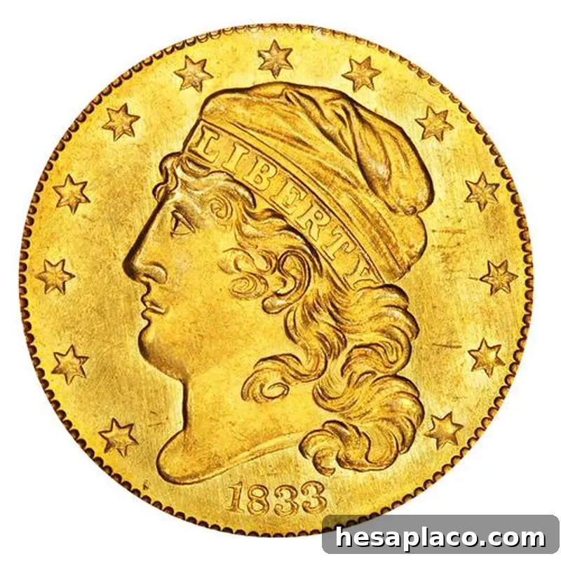 1833 Proof Capped Bust Gold Half Eagle Coin