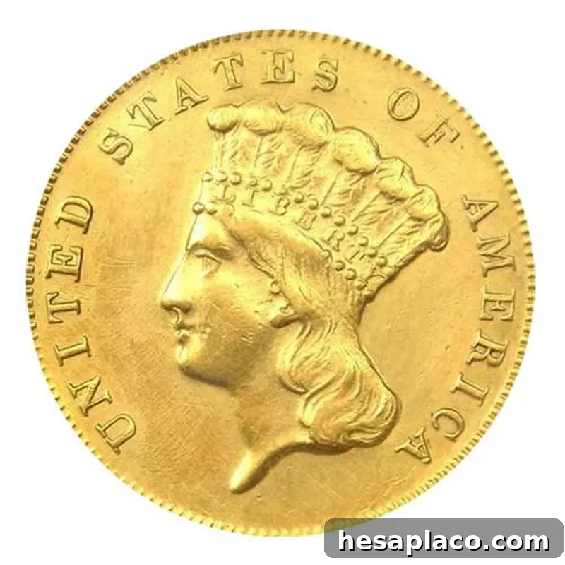 1870 Indian Princess Head Gold