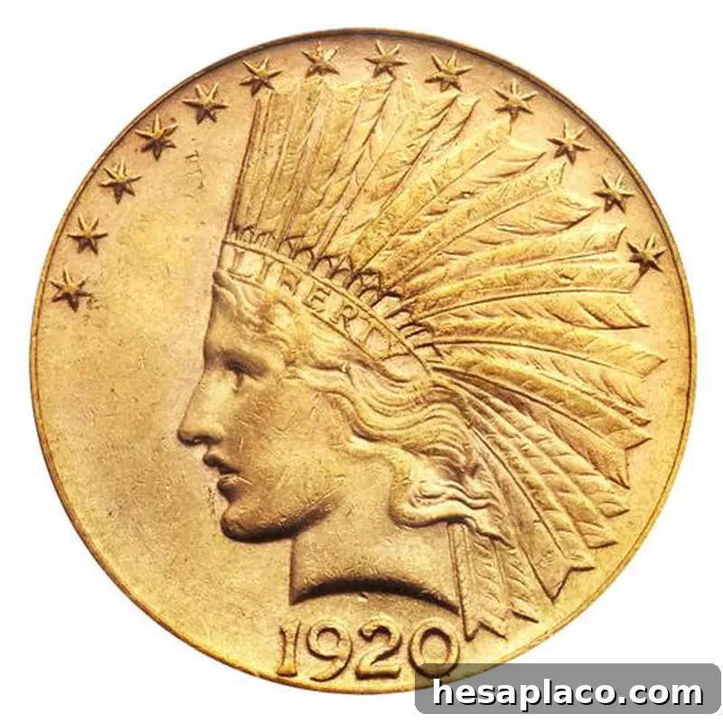 1920 Indian Gold Eagle Coin