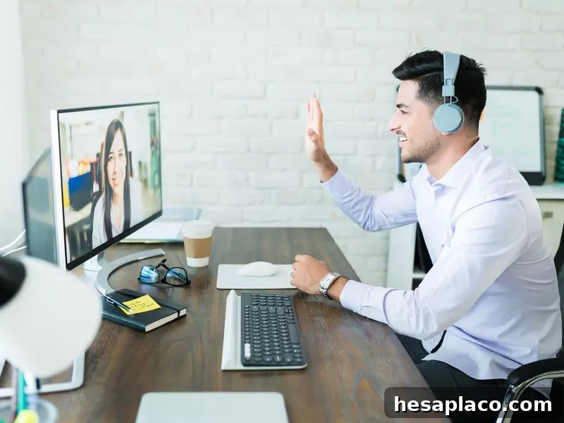 Salesperson talking online