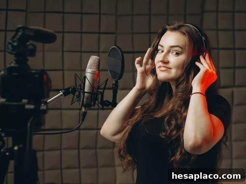 Woman doing voice acting