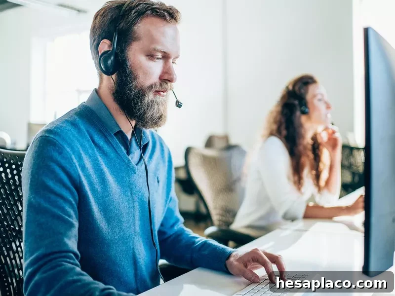 Call center agents working
