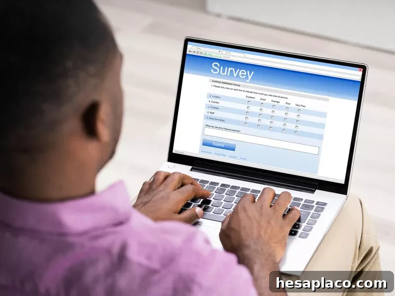 Man taking a survey online