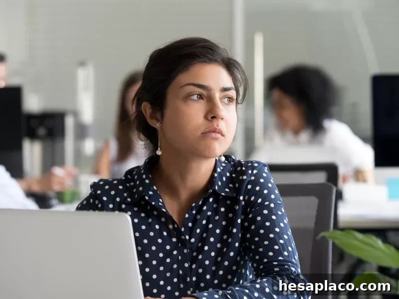 Woman writer looking stoic