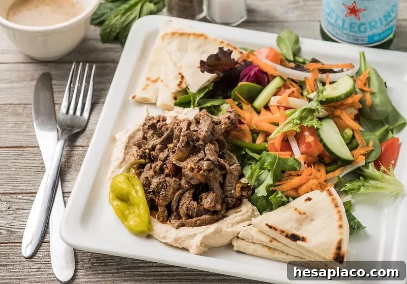 Beef over hummus, Sage Lebanese Cuisine & Cafe