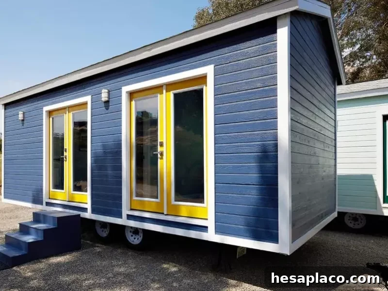 Blue tiny house in California