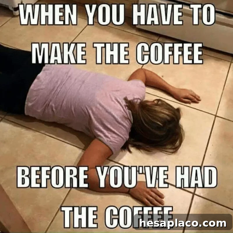 Woman too tired to make coffee