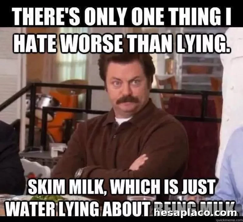 Ron Swanson hating on skim milk