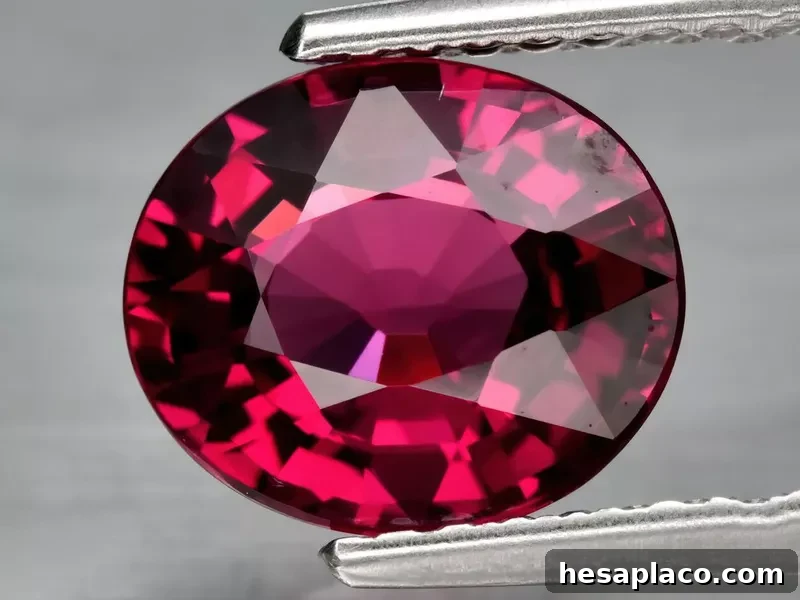 Natural gemstone rhodolite garnet birthstone