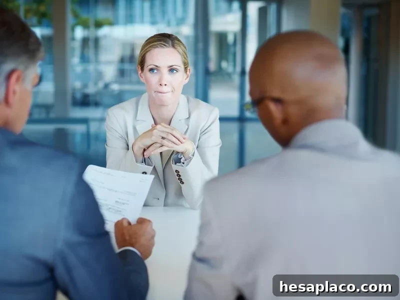 Anxious woman during business interview