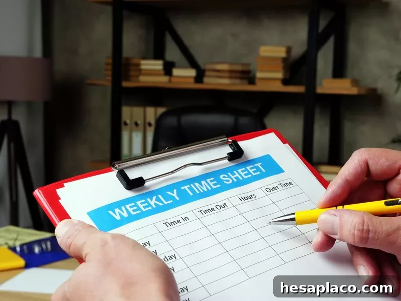Manager filling in a time sheet