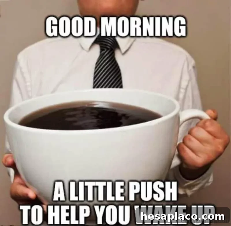 Giant cup of coffee meme
