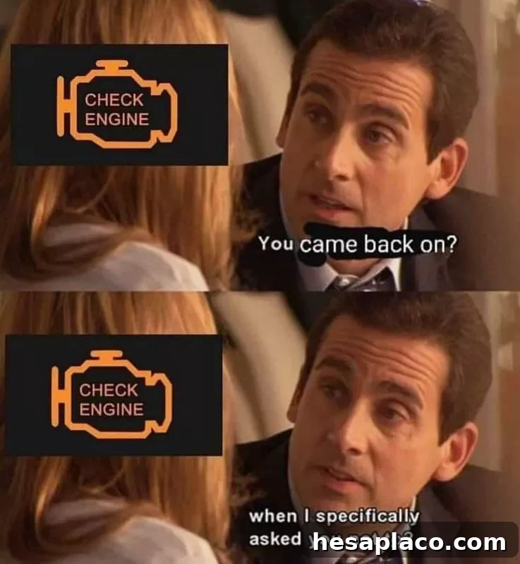 Michael Scott check engine light meme