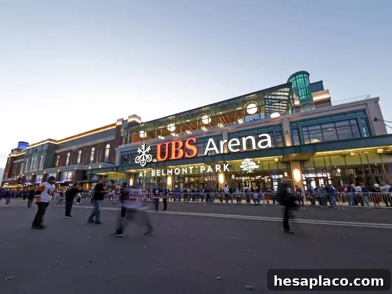 Fans wait to get in new UBS Arena