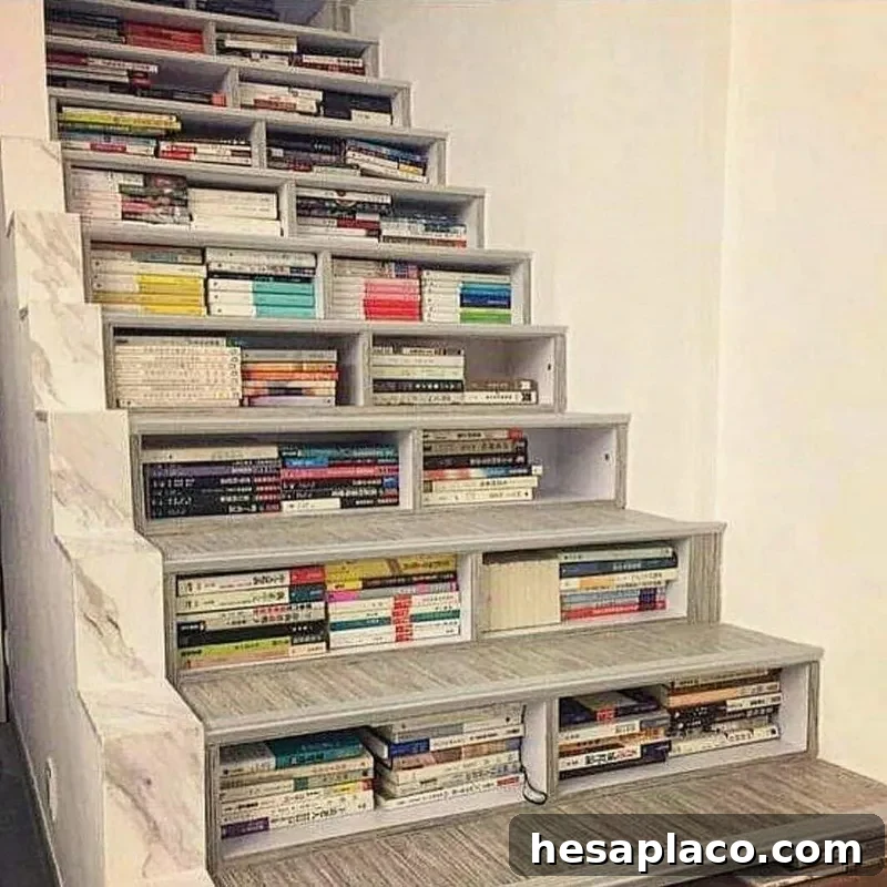 Books under stairs
