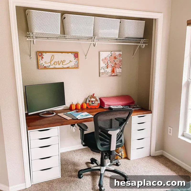 Storage baskets on shelf in cloffice